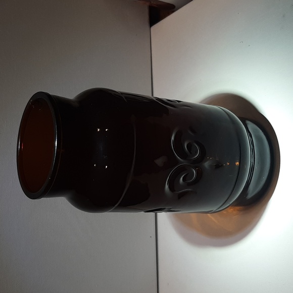 Vintage Dark Amber Fleur-de-lis Cremora Apothecary Jar - Picture 3 of 8